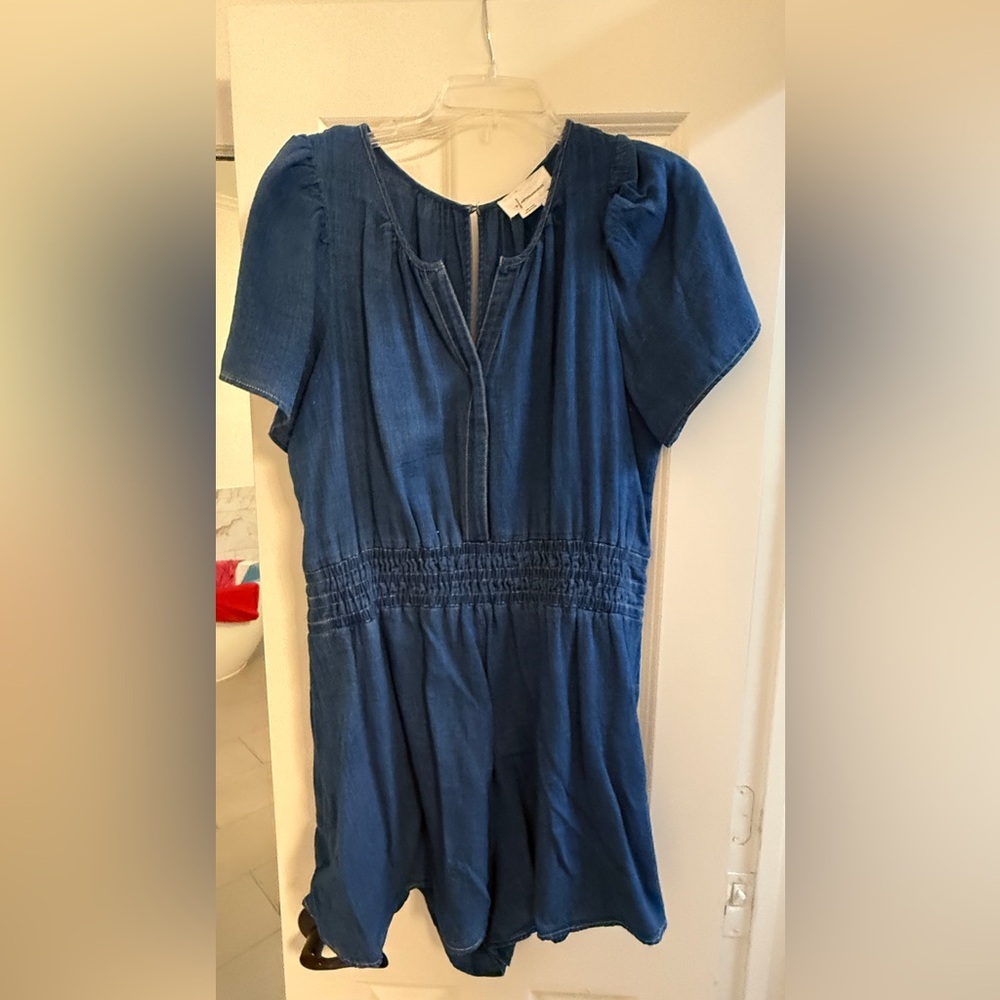 Anthropologie Somerset Romper Indigo Short Sleeve Jumpsuit Ladies Size L